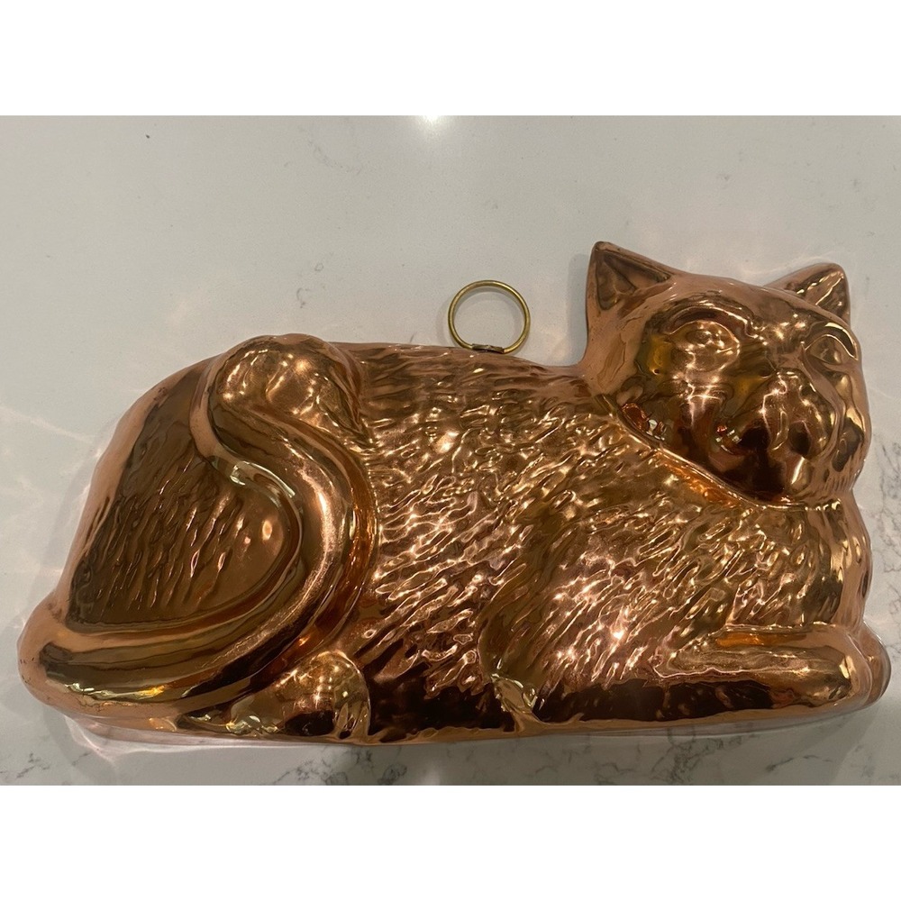 Vintage Copper Cat Wall Decor Mold Cottagecore Farmhouse Kitchen Folk Art